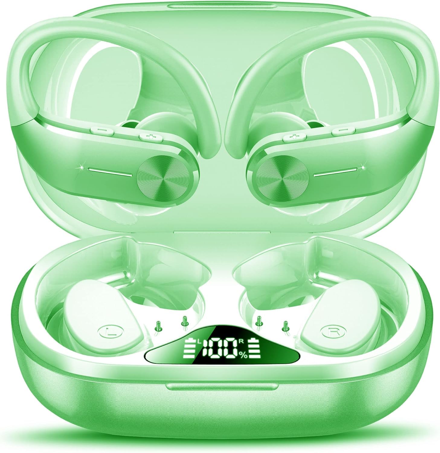 Cuffie Sport Senza Fili Bluetooth 5.3 Cuffie Bluetooth in Ear con 4 ENC Microfono Noise Nancelling, 68 ore Hi-Fi Stereo 2024 Nuove Cuffie IP8 Impermeabili, Indicatore LED Auricolari Gym/Corsa