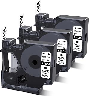 Compatible Dymo D1 Label Tape 45013 Replace for DYMO Label Maker Refills d1 A45013, Black on White, 1/2 Inch x 23 Ft for Dymo LabelManager 160 420P 210D 280 360D PnP Label Maker, 3-Pack