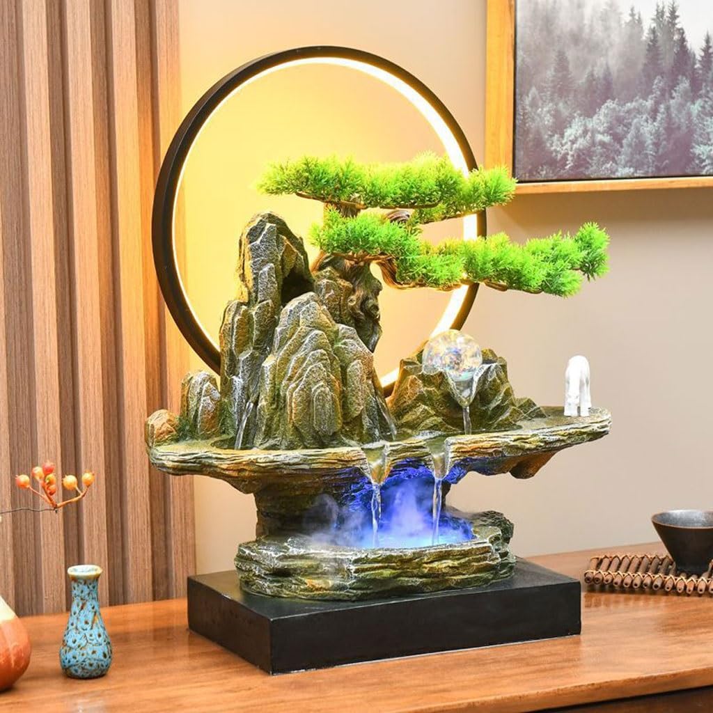Fuente Decorativa de jardín, Fuente de Agua con Cascada, de cerámica, Feng Shui Zen, decoración para salón, Dormitorio, Oficina