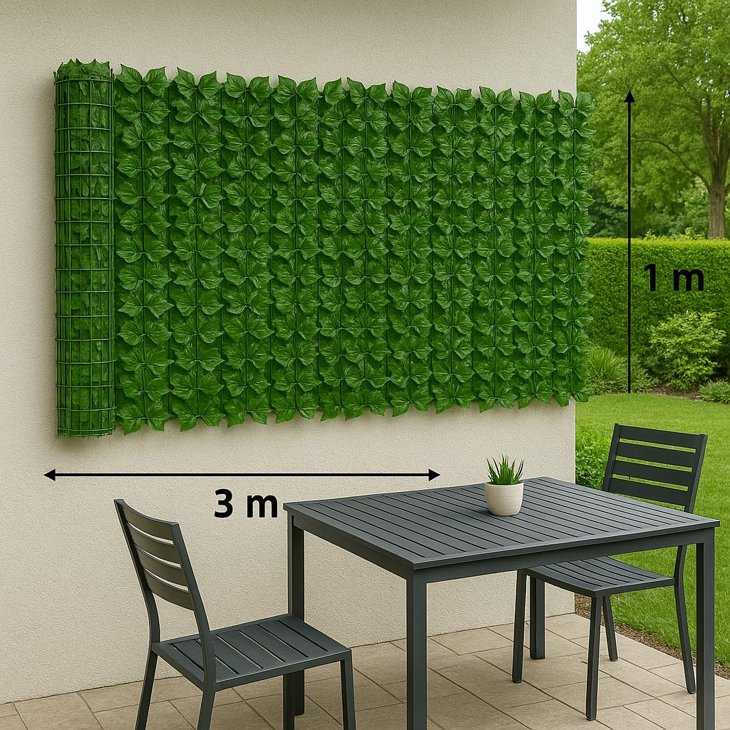 De Gardenia Artificial Faux Ivy Leaf Mat – 1m x 3m Dark Green Privacy Fence Panel for Balcony, Wall Decor, Vertical Garden & Backdrop Decoration | UV Resistant, Realistic Greenery Roll - Image 6 thumbnail