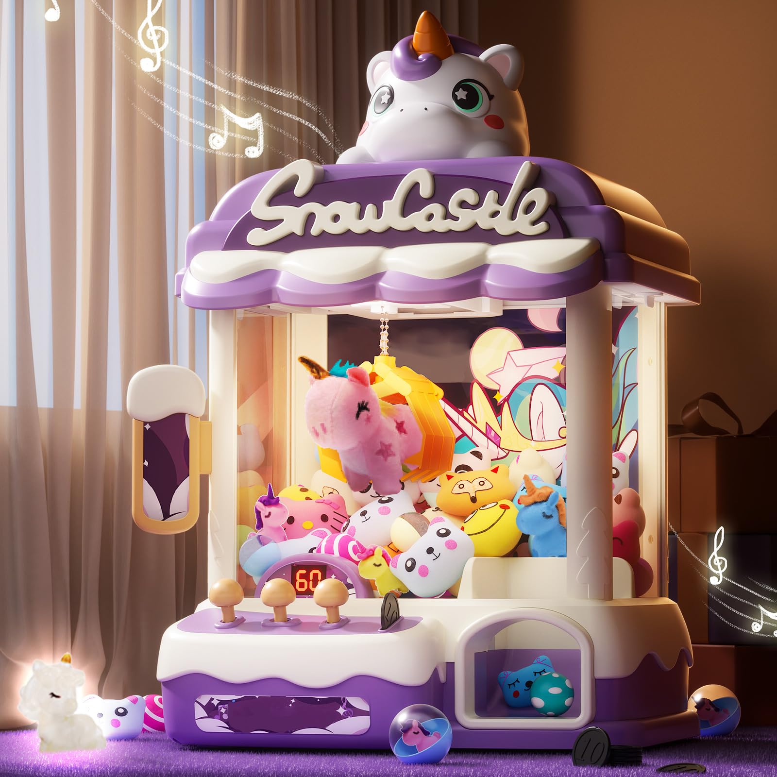 Skirfy Claw Machines for Kids,Unicorns Toys for Girls Age 4-6,Candy Machine Candy Dispenser Machine Arcade Games Mini Vending Machine