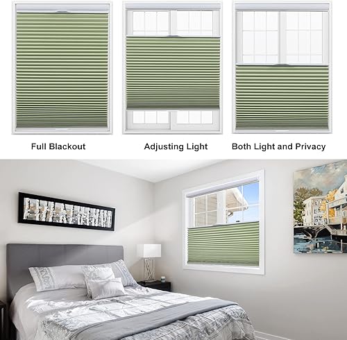 Miniatura 4 de Persilux Persianas celulares personalizadas 100% opacas, persianas abatibles hacia abajo para ventanas, persianas de panal sin cordones para