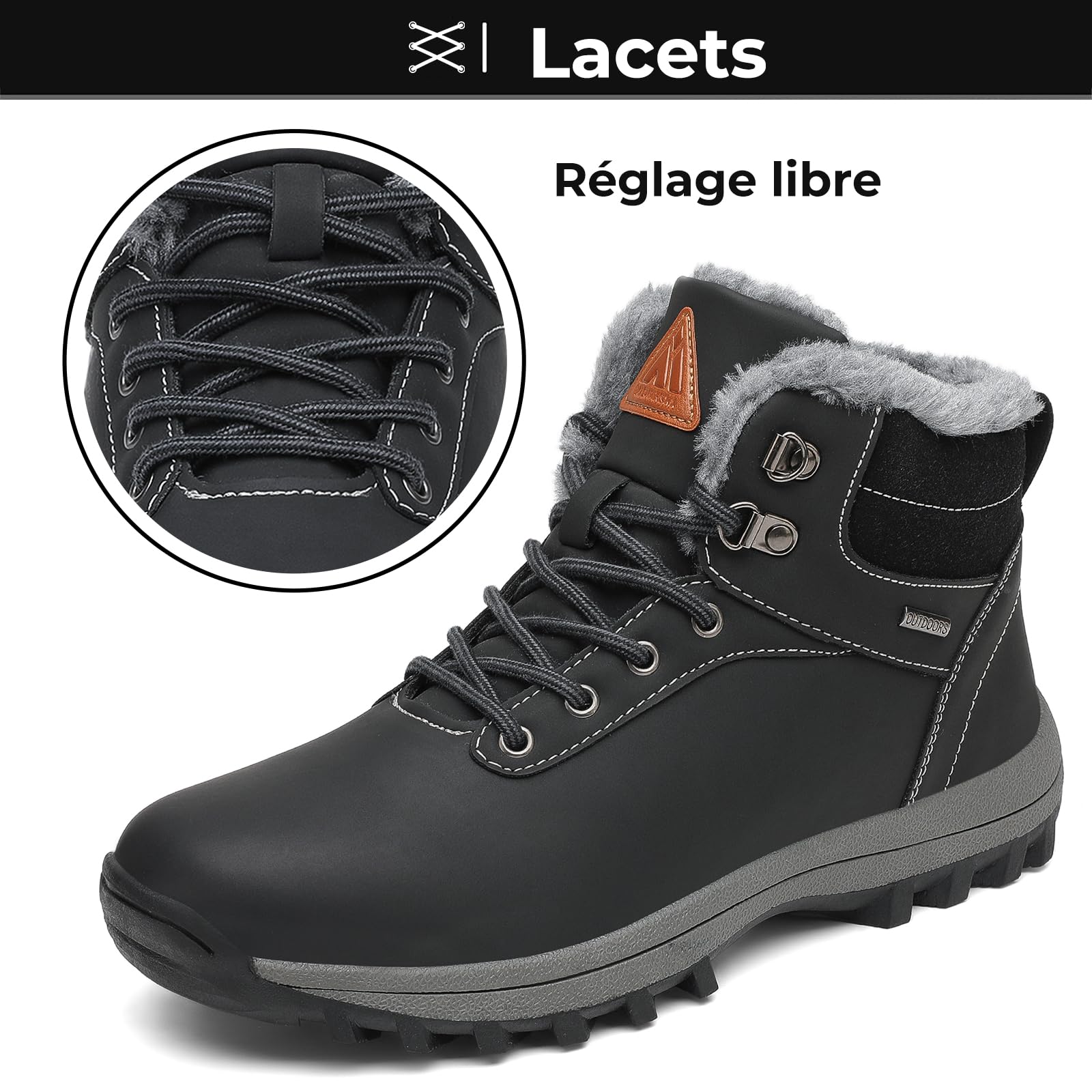 Mishansha Chaussure Hiver Chaude Homme Femme Bottes de Neige Bottines Fourrées 36-48