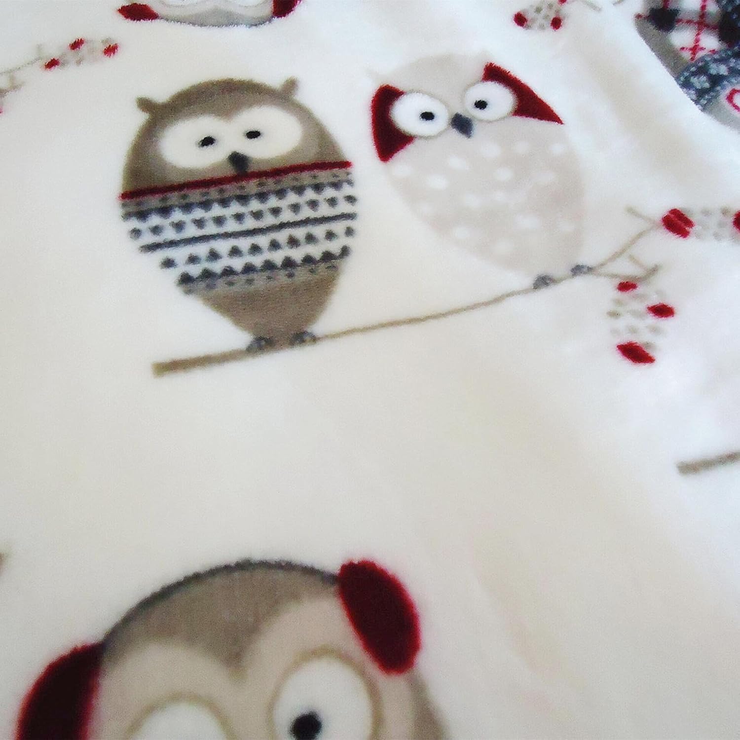 UKELER Flannel Sherpa Throw 60'' x 50''- Owl Printed Soft Plush Flannel Blanket Throws for Bed/Couch/Sofa/Office/Camping - Image 6