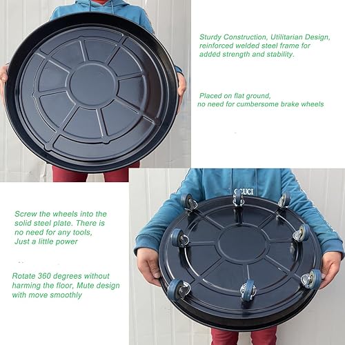 Miniatura 3 de SIAMO Carrito para plantas con ruedas, soporte de metal grande y resistente con ruedas movible para uso en interiores y exteriores, 18 pulgadas,