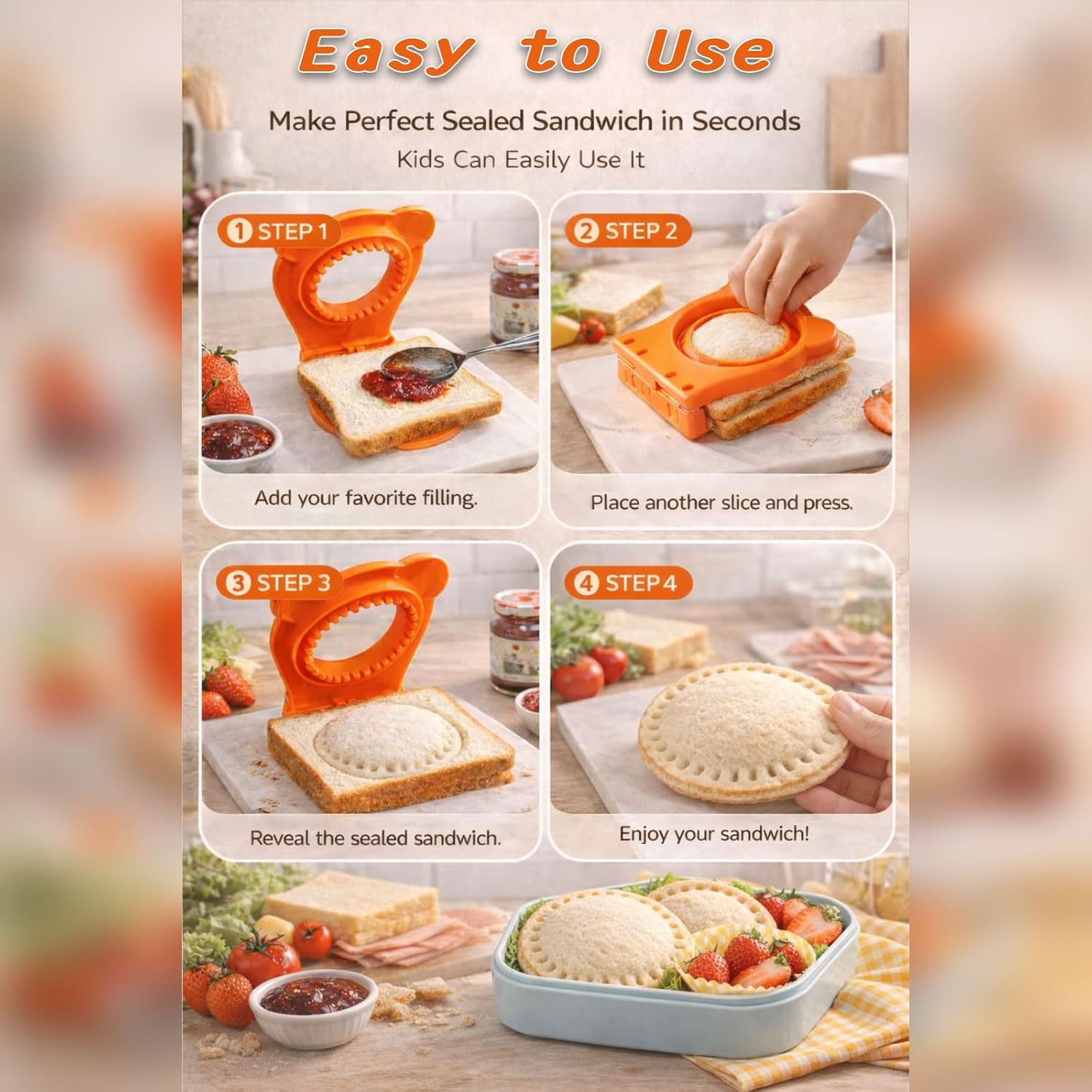 Uncrustable Sandwich Cutter, 2-Pack Sandwich Cutters for Kids Lunch