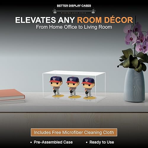 Vista 329 de Better Display Cases Versátil vitrina de acrílico transparente - Caja rectangular grande con base blanca 18" x 12" x 3" (BK09)