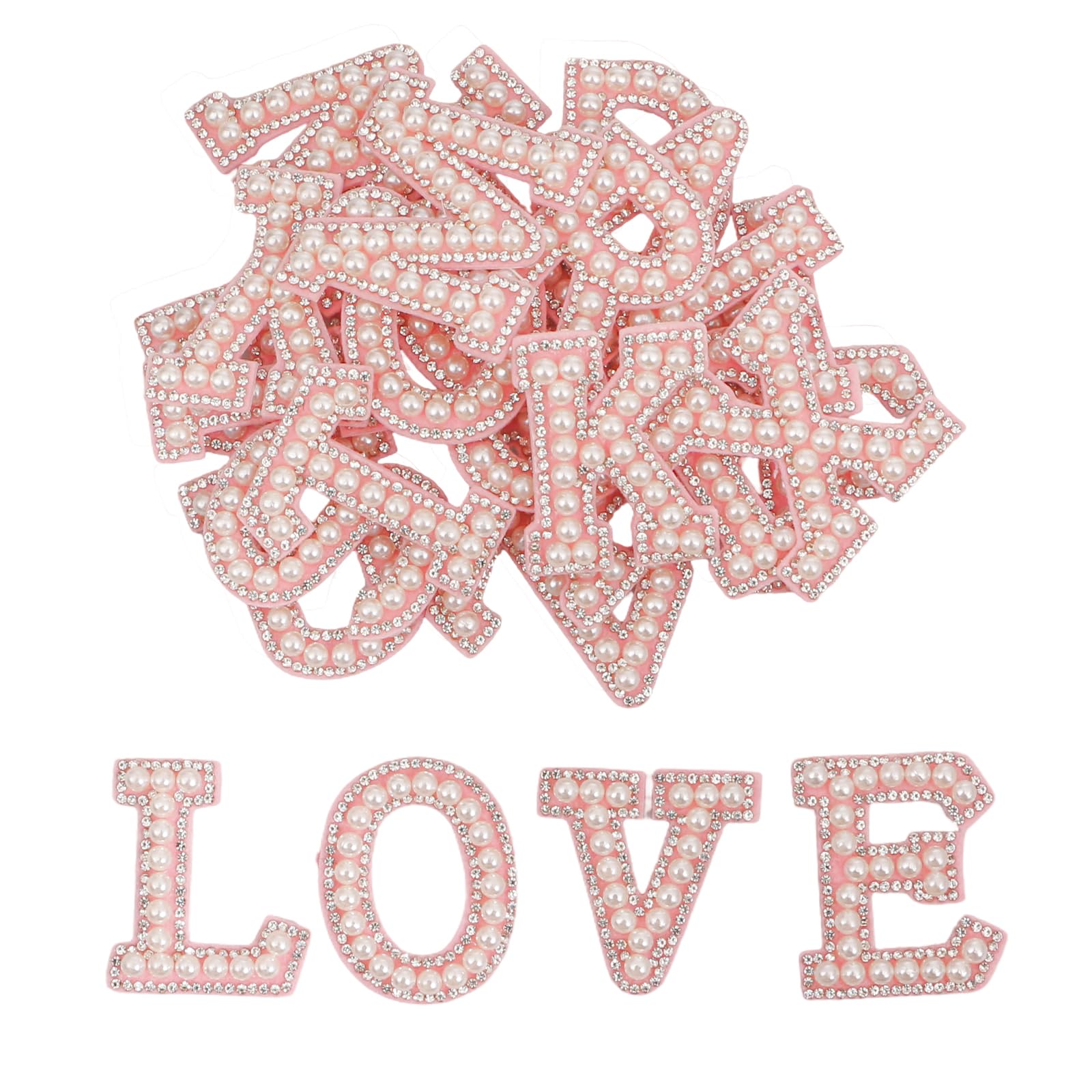 Geukmun A-Z Pearl Rhinestone Letter Patches Self Adhesive Alphabet Stickers