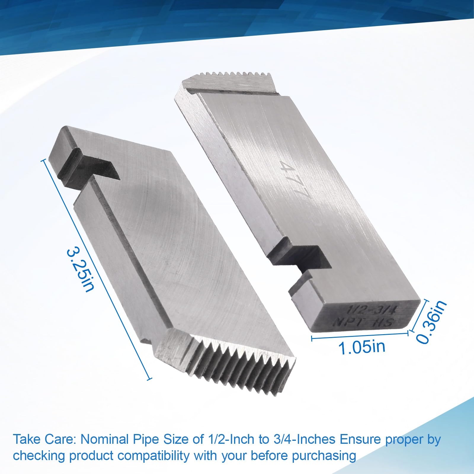 Universal 47745 - Troqueles de roscado para tubos Ridgid de aleación Npt para diestros, tamaño nominal de tubo de 1/2 pulgada a 3/4 pulgadas, paquete de 4