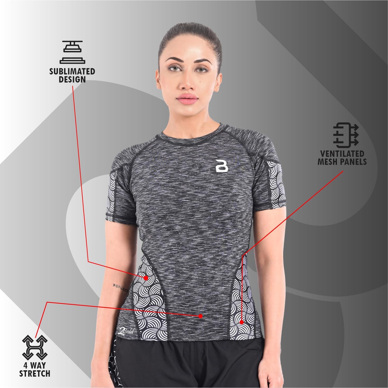 2BOLD Women Half Sleeve Compression Jiu Jitsu Rash Guard Shirt, Grappling 2 in 1 Quick Dry Running Workout Gym Shorts 2PC Set