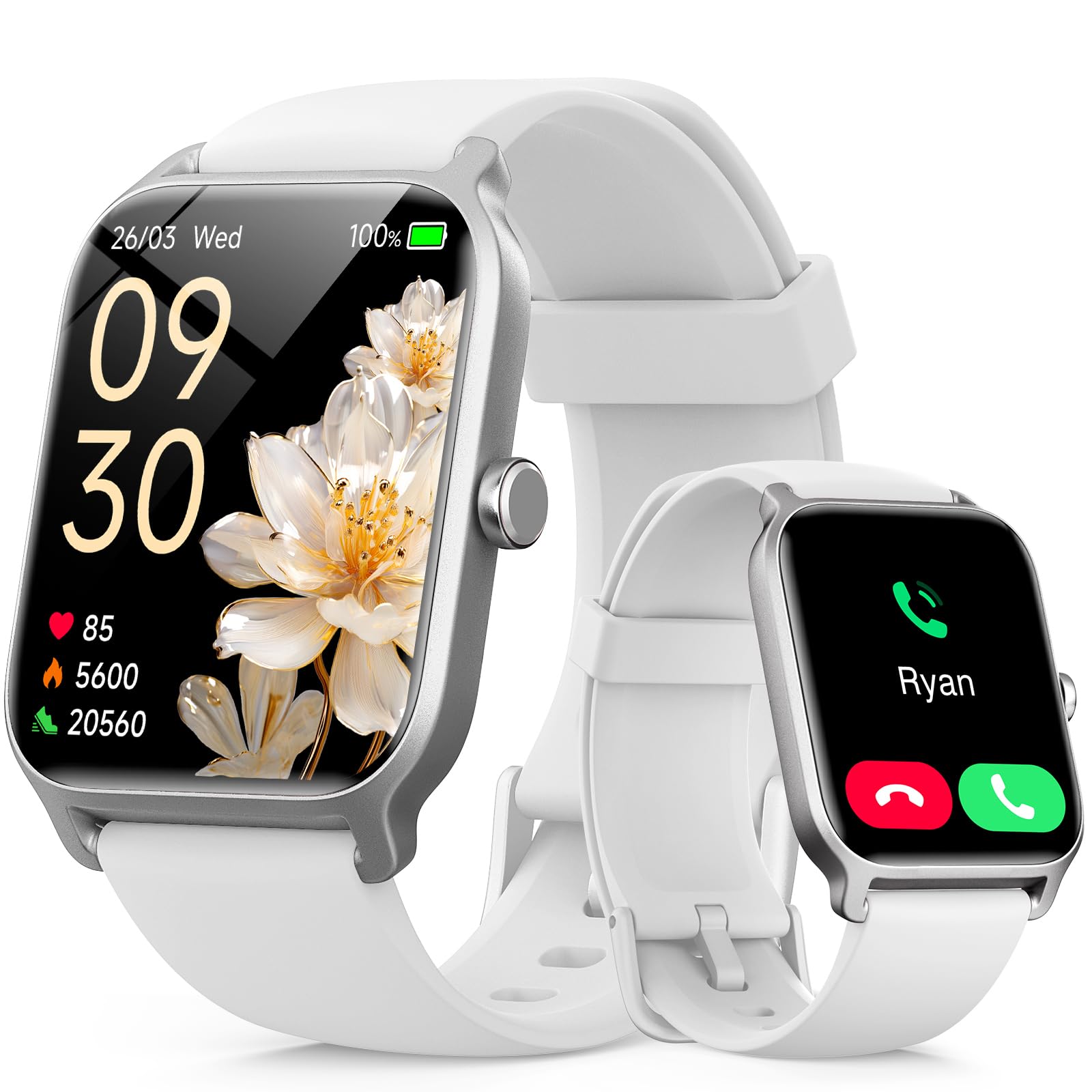 Smart Watch for Women/Men, 1.85'' HD Touchscreen Smartwatch for Android/iPhone/Samsung/(Bluetooth Call), Alexa Built-in, 100+ Sport Modes Fitness Digital Tracker, Sleep/Heart Rate/SpO2 Monitor