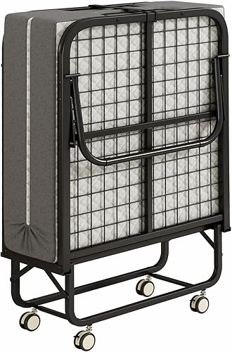 Miniatura 9 de Cama plegable con colchón para adultos, cama plegable tamaño cuna portátil de 75 x 31 pulgadas, cama plegable con marco de metal con colchón de