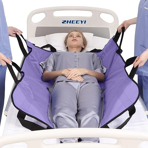 ZHEEYI Almohadilla de cama de posicionamiento con asas reforzadas de 43 x 36 pulgadas asistente de hoja de transferencia de pacientes para