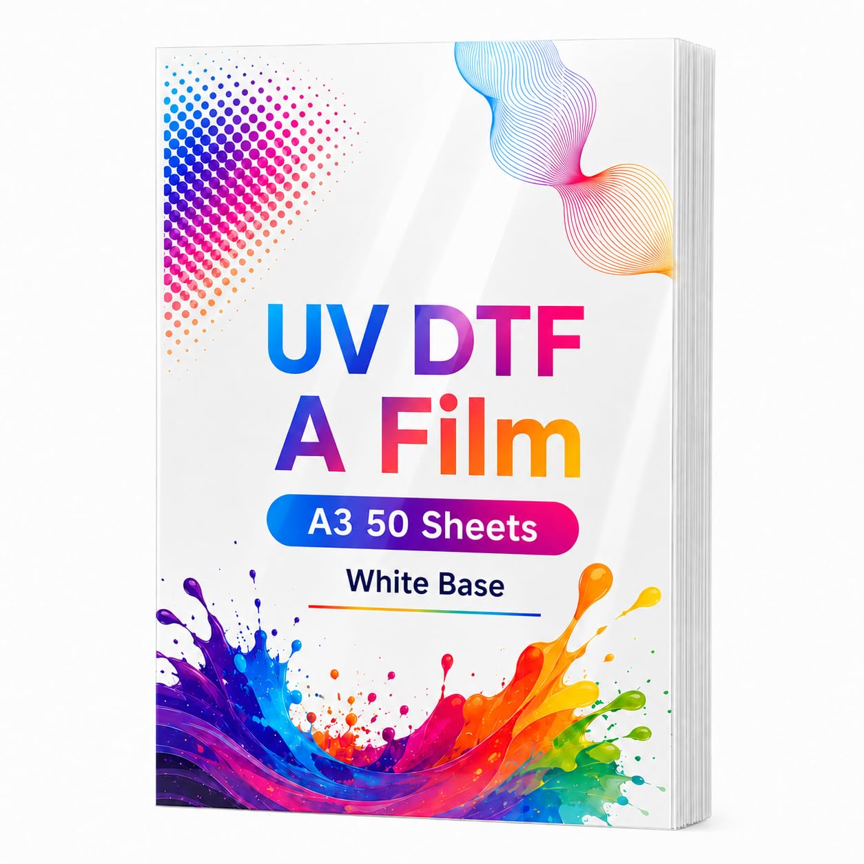 Creatorally UV DTF A Film, A3 50Pcs Transfer Films for UV Inkjet Printer, Direct Print On Sticker (White Base)