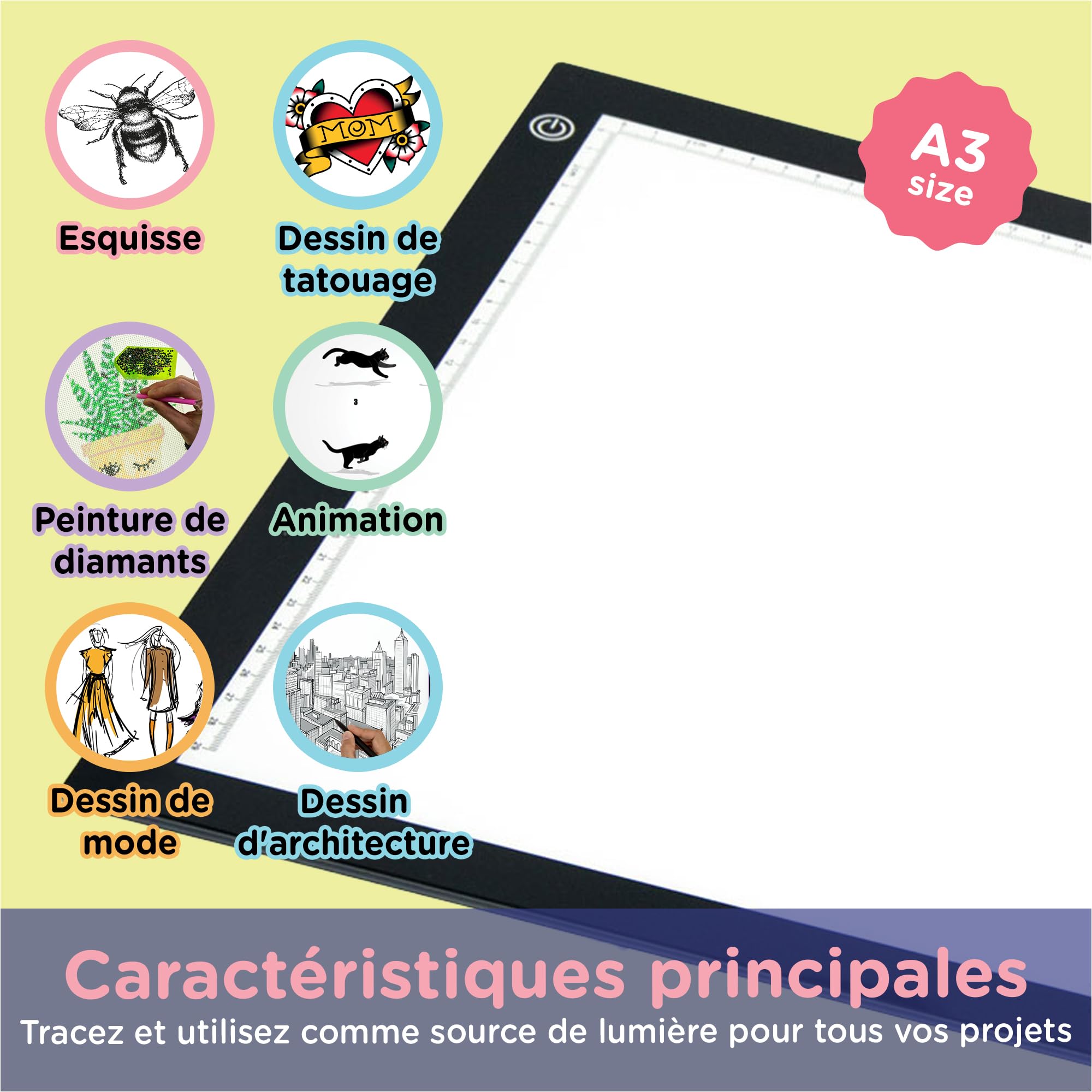 Cadeau Fille 11 Ans Crafts&Co Tablette Lumineuse A3 Dimmable - Lightpad LED 470x345mm Pour Diamond Painting, Dessin Et Scrapbooking, USB Portable Cadeau Fille 11 Ans Crafts&Co Tablette Lumineuse A3 Dimmable - Lightpad LED 470x345mm Pour Diamond Painting, Dessin Et Scrapbooking, USB Portable
