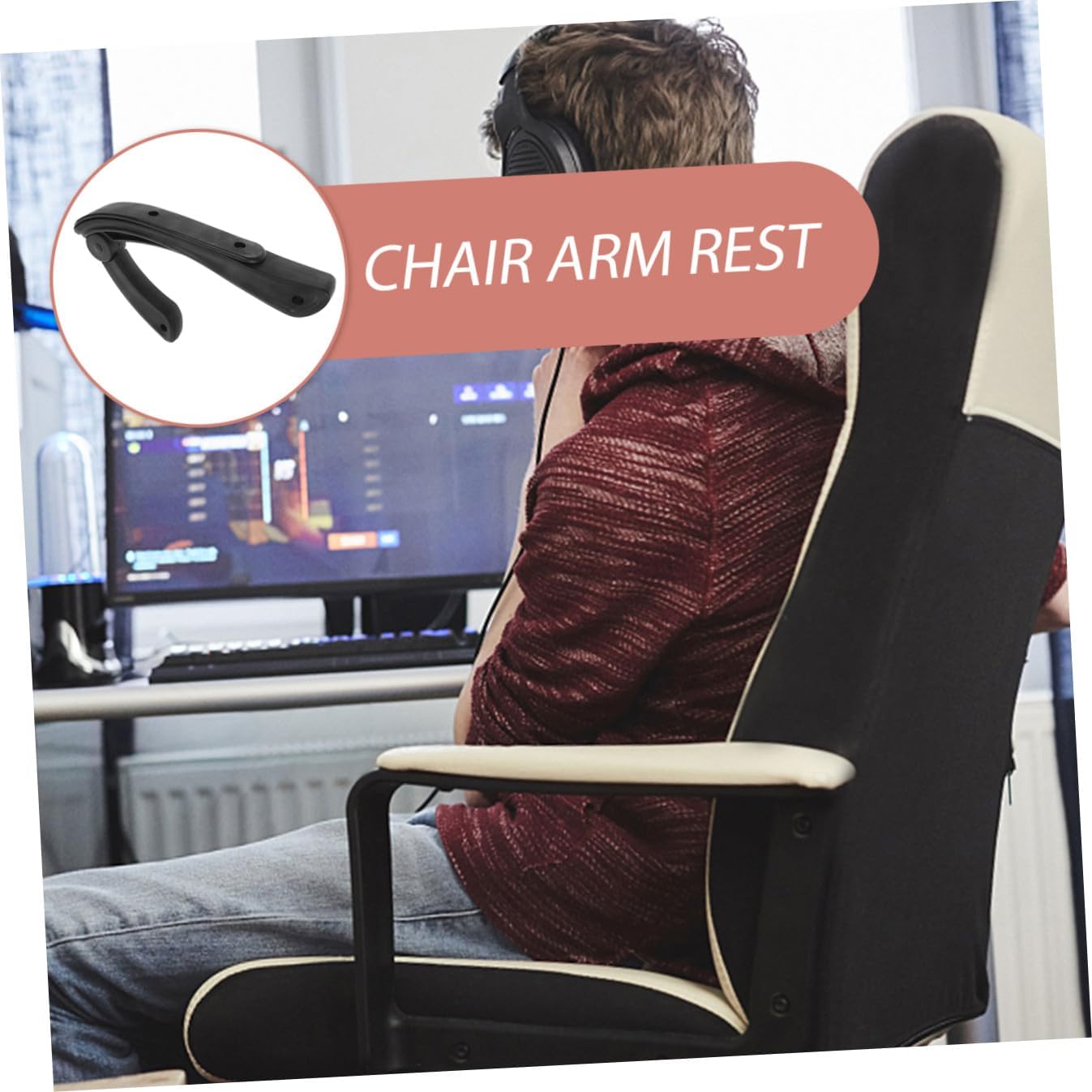 2Pcs Sturdy Office Chair Armrest Replacement Plastic Arm Rests for Home and Workstation Chairs Support for Racing and Reclining Seats Fit Accessories