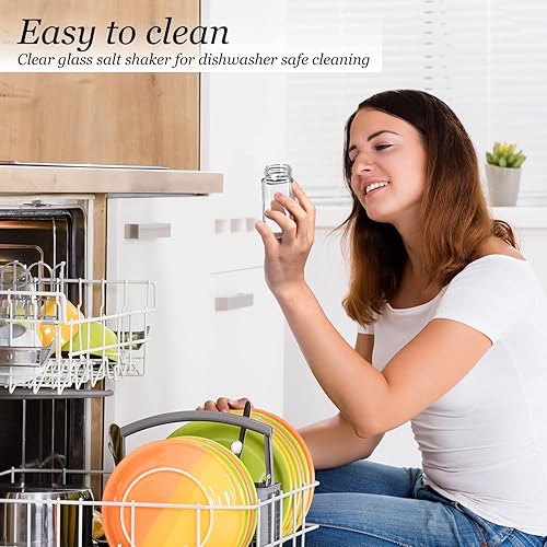 Miniatura 5 de DWTS DANWEITESI Farmhouse - Juego de saleros y pimenteros de cristal, grandes, con tapa de acero inoxidable, tarros de especias grandes