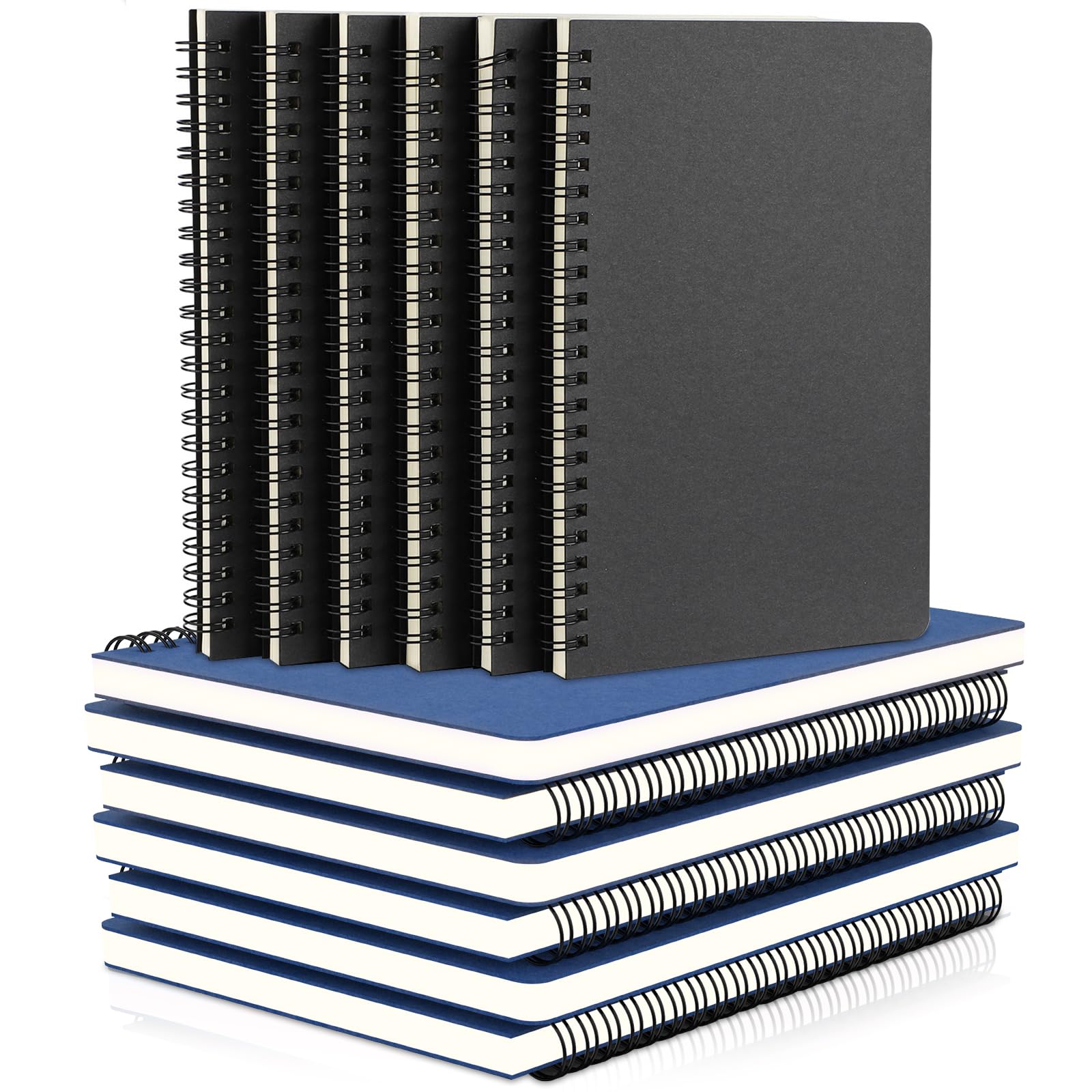 EUSOAR Quaderno a spirale, 12 confezioni A5 14 x 21,1 cm, 120 pagine, copertina rigida, a righe, per studenti, ufficio, ufficio, ufficio, viaggio, scrittura, diario, quaderni, quaderni, colore nero,