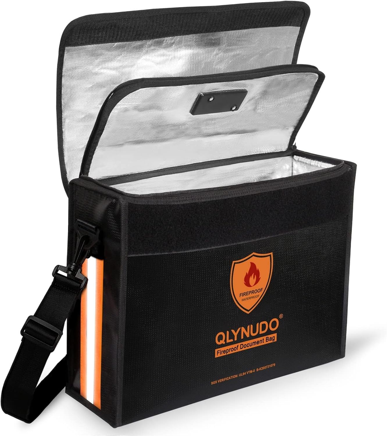 Fireproof Document Bag with TSA Lock - 17x12x5.5" Extra Large Fireproof Box for Documents, Reinforced Bottom File Organizer for 3-Ring Binders, Waterproof Emergency Grab-and-Go Home Safe