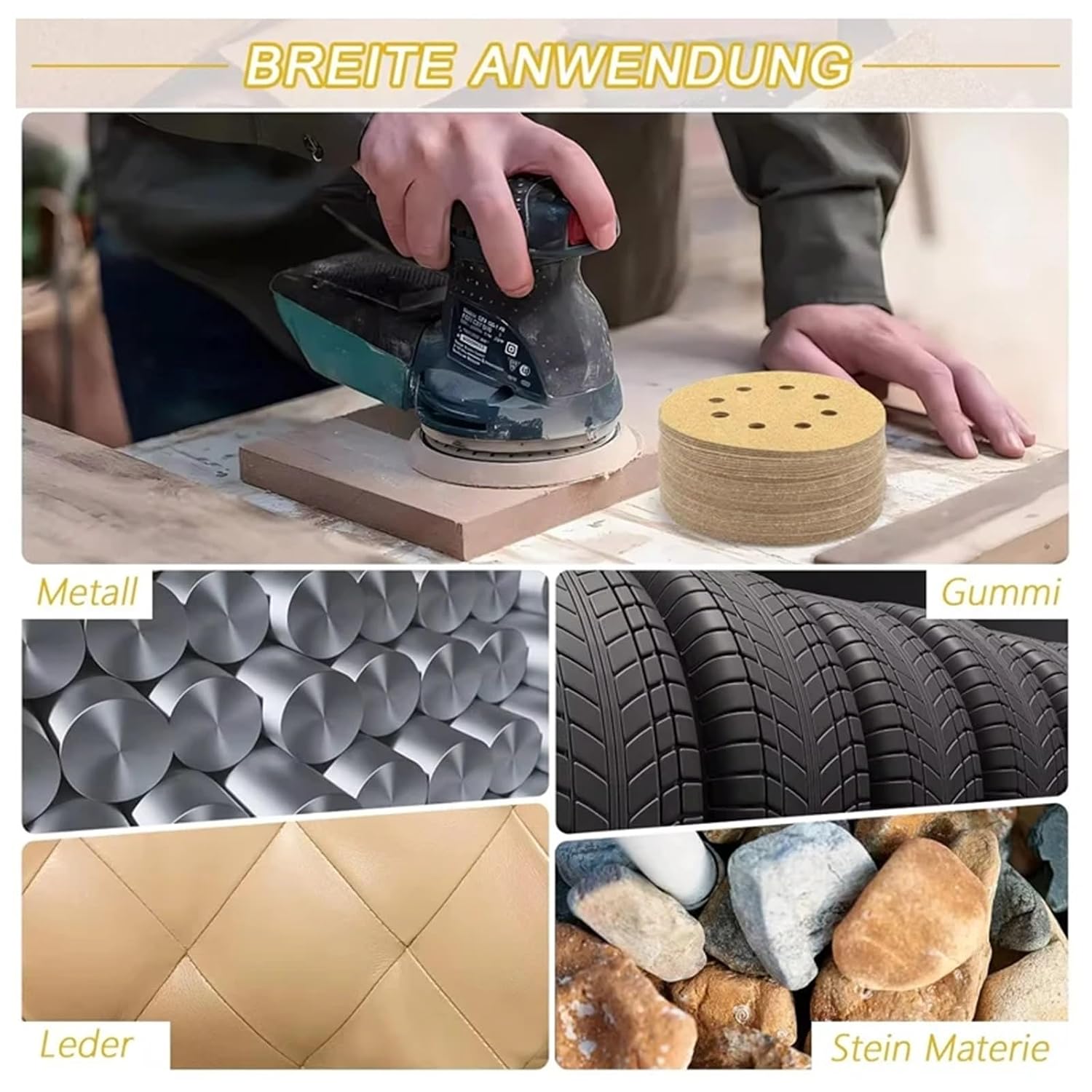 100PCS 5 Inch 6 Hole Green Sanding Disc with Hook Loop Sandpaper 60-800 Grits Grinding Abrasive Tools Accessories