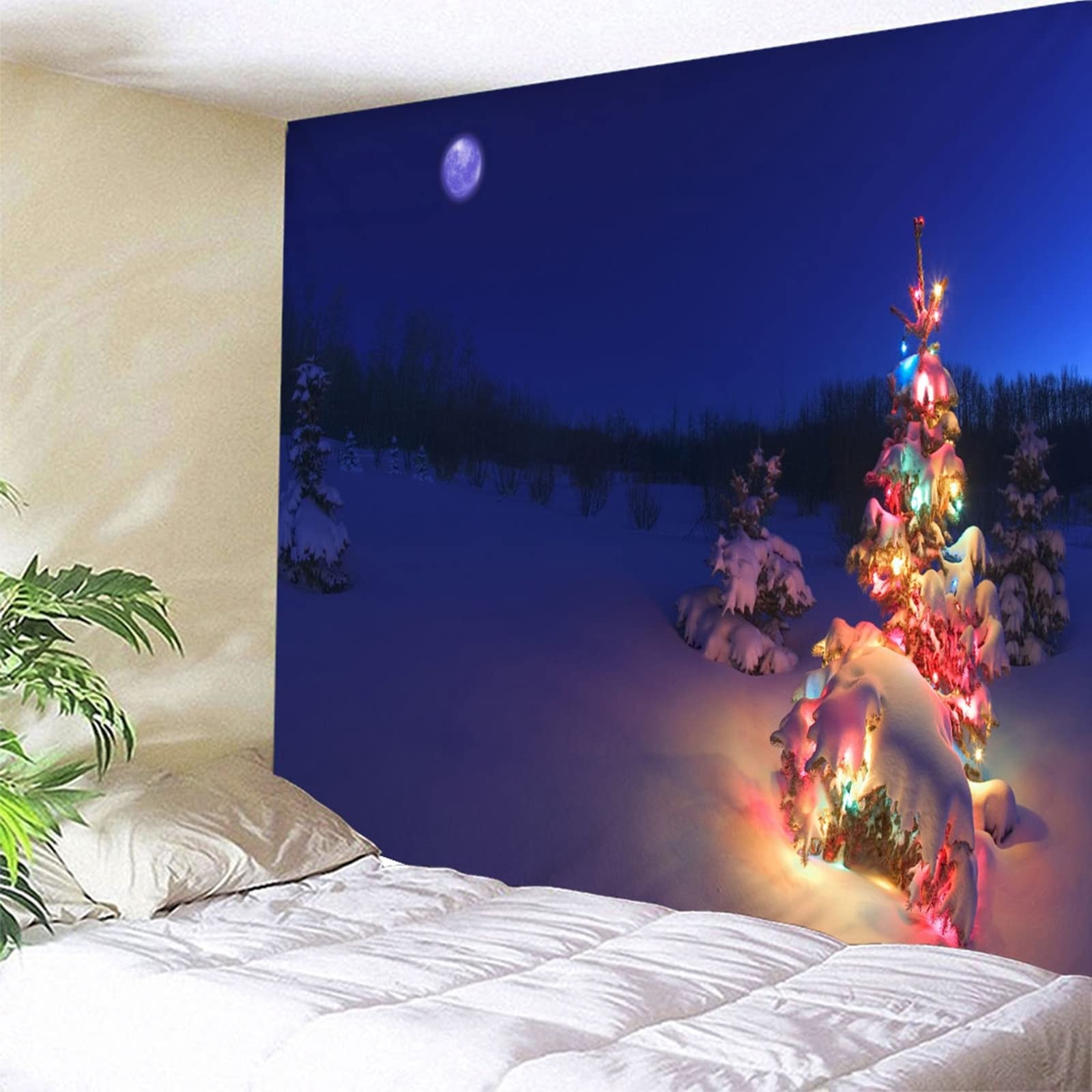 Arte della parete stampabile dell'albero di Natale, pittura a olio innevata, decorazioni natalizie stagionali, decorazioni natalizie in pino neutro disattivato, download digitale - Italia