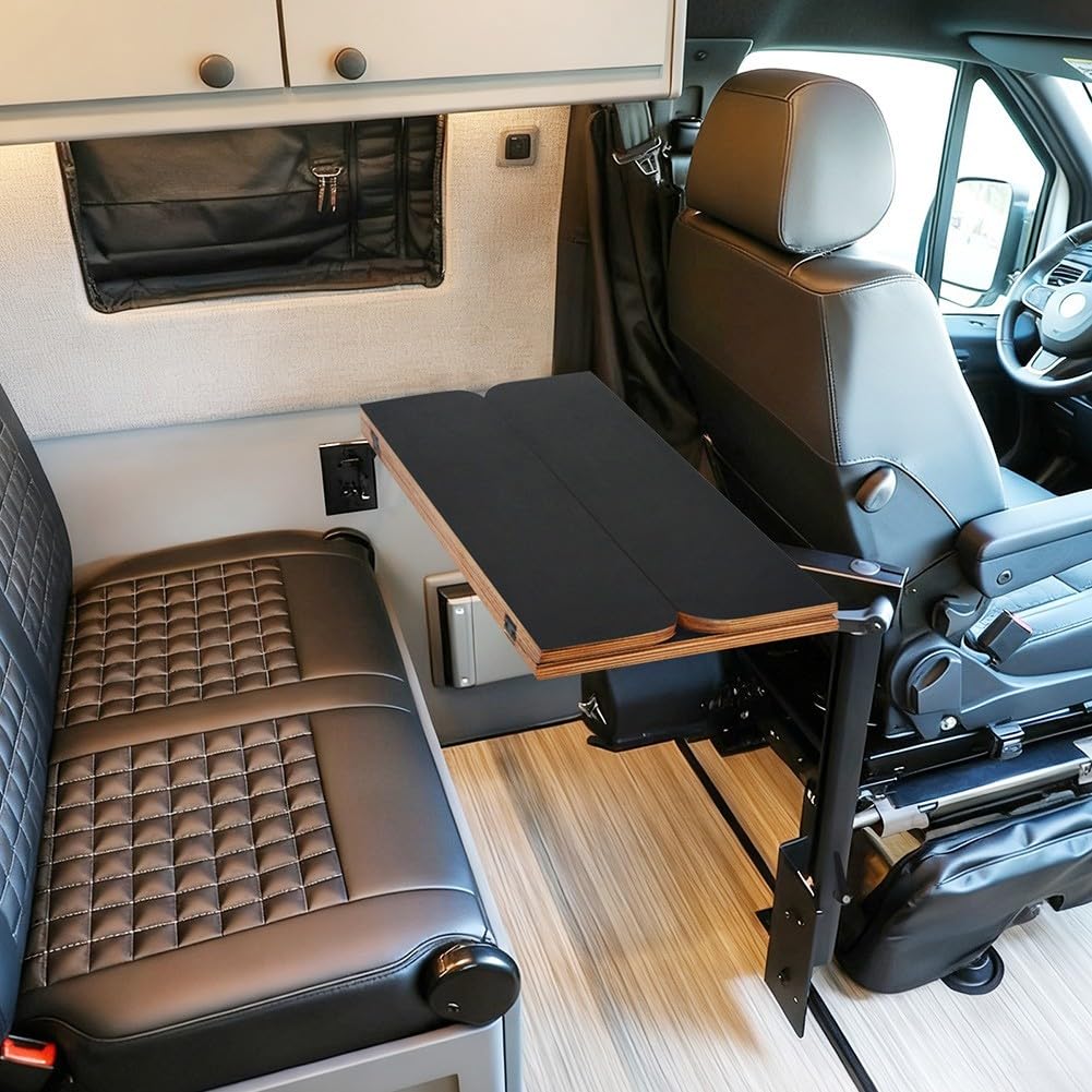 Plateau de table pliable en bois stratifié de 59,4 x 57,9 cm compatible avec les camping-cars, remorques, bateaux, support de table rotatif pour salle à manger ou travail