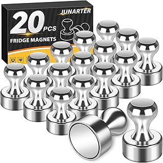 20 Pack Magnetic Push Pins, Silver Strong Fridge Magnets, Whiteboard Magnets, Refrigerator Magnets Strong, Dry Erase Board Magnets for Fridge, Whiteboard, Office, Classroom, Kitchen, Map