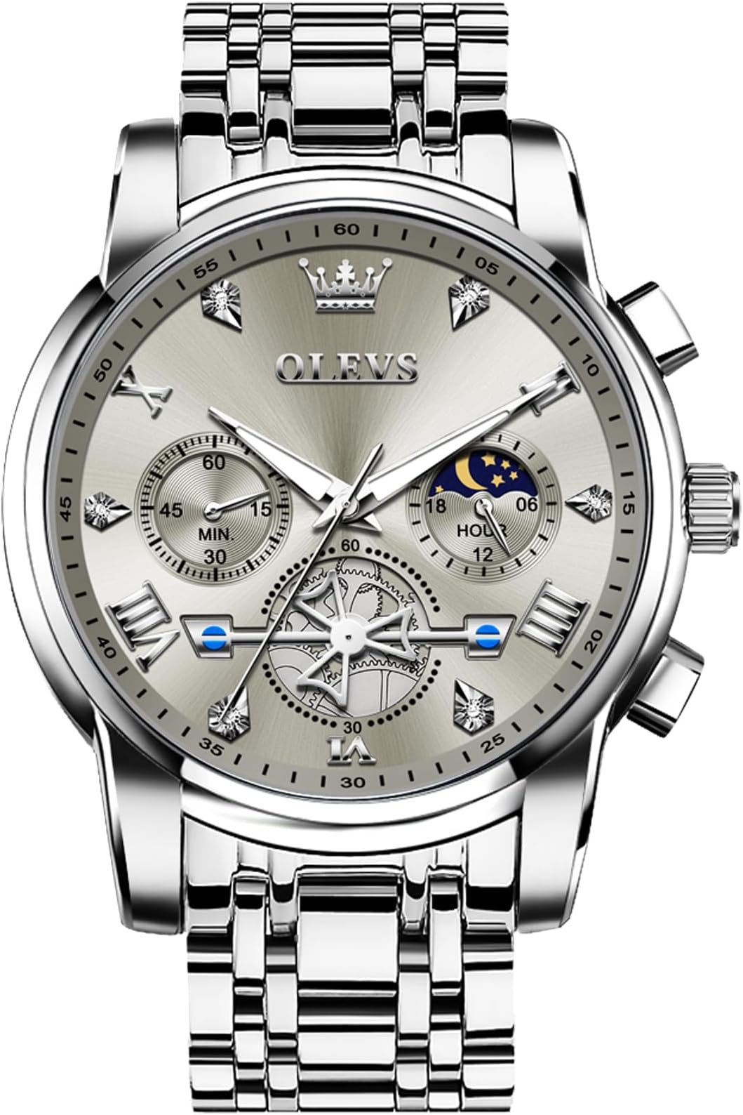 Watches Men Waterproof Luxury Big Face Mens Watch Stainless Steel Quartz Analog Dress Watches for Men Luminous Multifunction Man Watch Relojes De Hombre