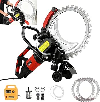 Electric Concrete Saw for Cutting Holes/Windows/Doors, Ring Concrete Saw Includes Water Line, Pump and 2 Thickened Titanium Alloy Diamond Blade8090W