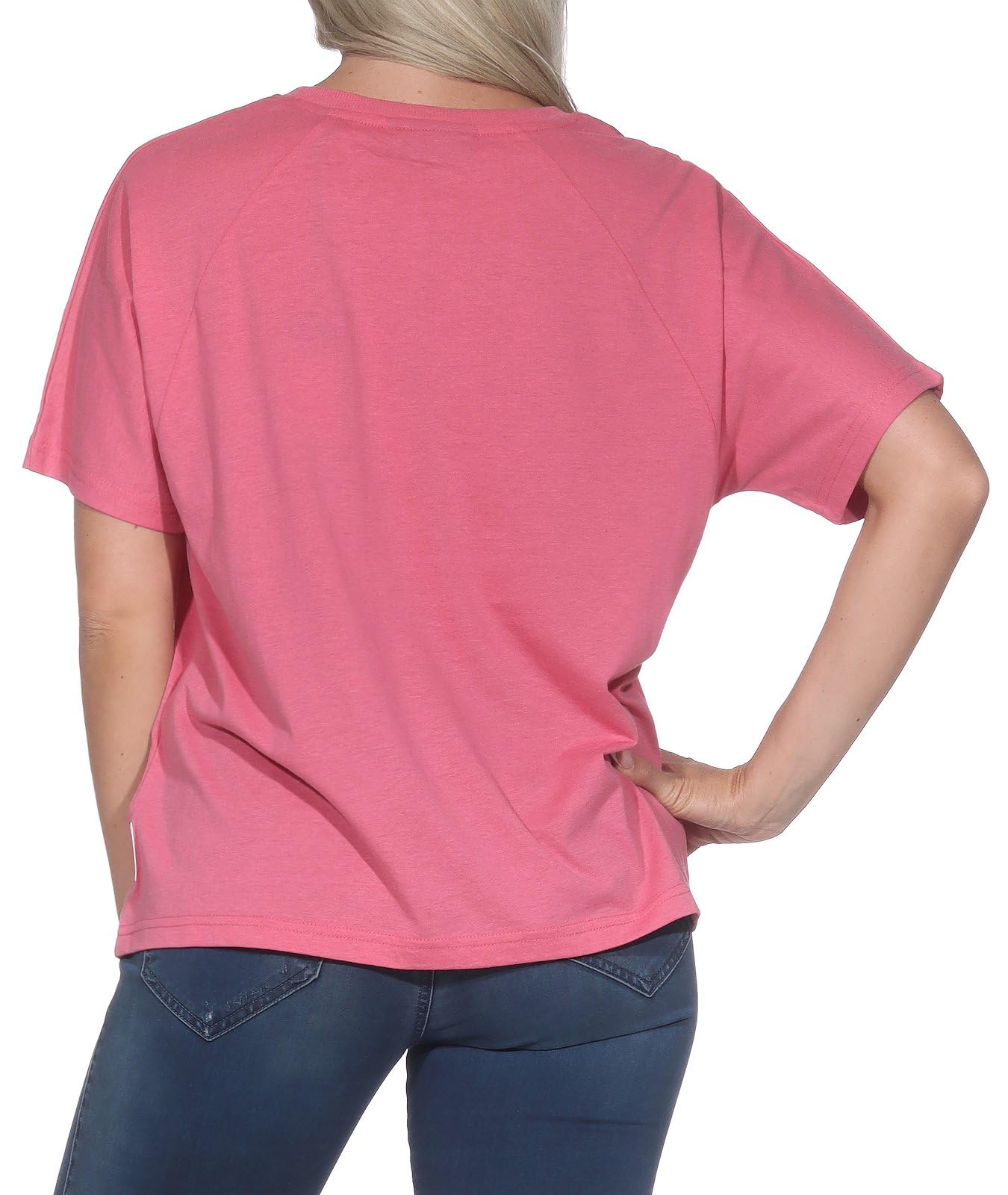 Elbsand ESWZanna damski t-shirt oversize, okrągły dekolt, krótki rękaw, z gumowym nadrukiem 3D