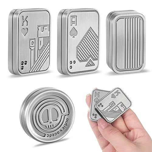 GGSTDDUP 4 Pcs Poker Fidget Slider Fidget Toy Adults Poker Push Card Metal Magnet EDC Pusher Finger Top Suitable for Teenagers and Adults Decompression Toys