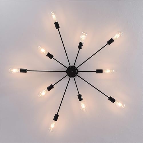 Miniatura 9 de Garwarm Lámpara de techo semiempotrada, lámpara de techo industrial de Sputnik de 10 luces para cocina, comedor, sala de estar, dormitorio,