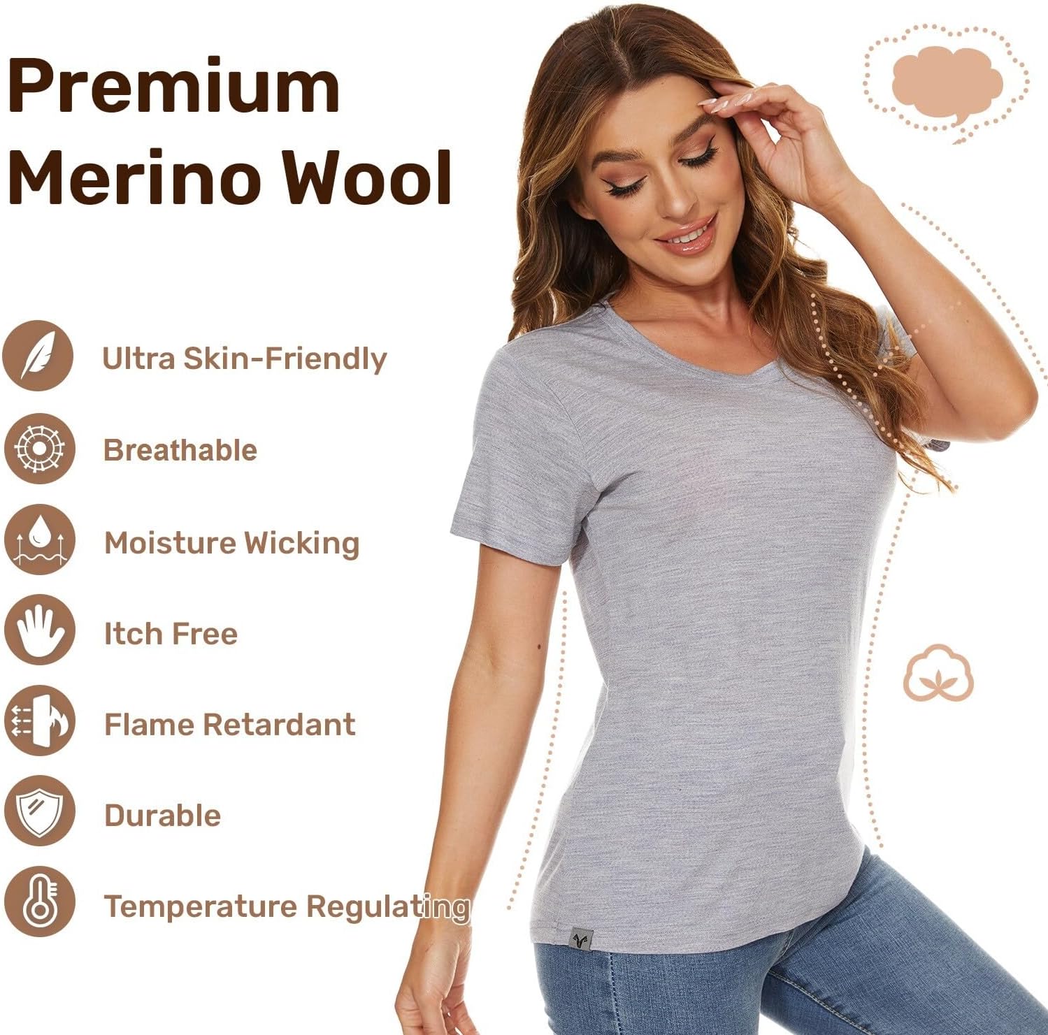 MERINNOVATION Women's Merino Wool T-Shirt Short Sleeve Athletic Tee Wicking Base Layer for Women - Image 3