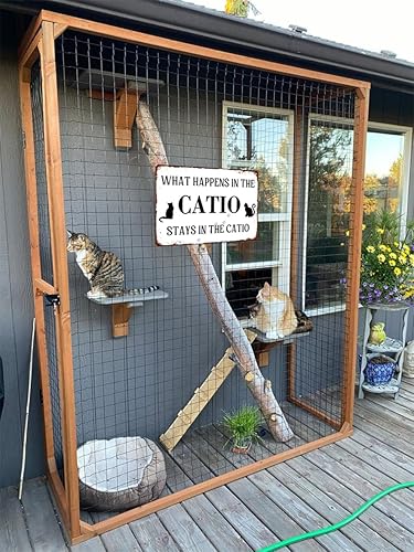 Miniatura 6 de Letrero de metal con texto en inglés Cat Lover What Happens in the Catio Stays in the Catio para decoración de pared de casa de campo, póster