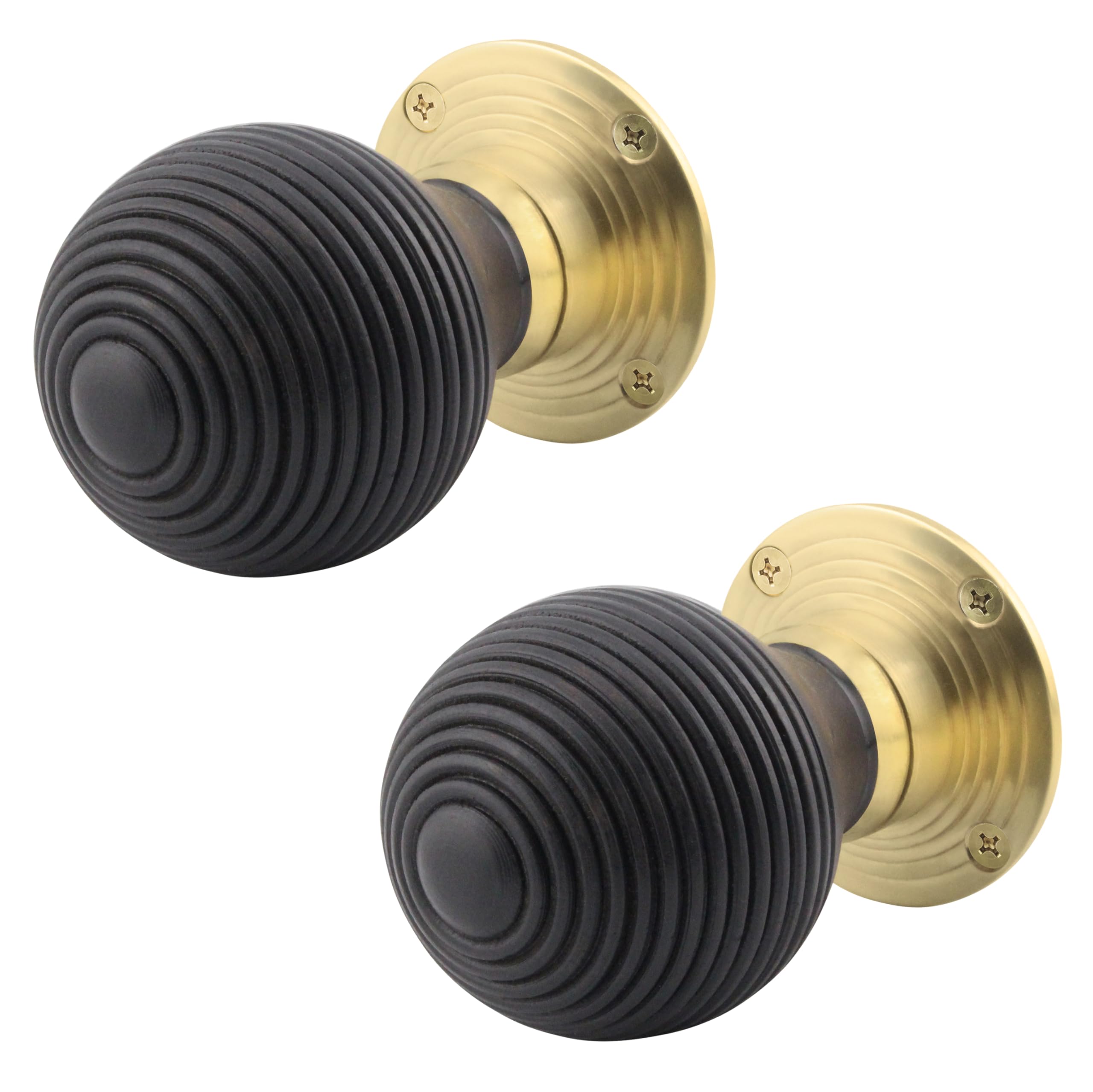 Eai Black Ebony Wood Door Knobs | 1 Pair Of Mortice Knobs (55Mm) For Internal Doors
