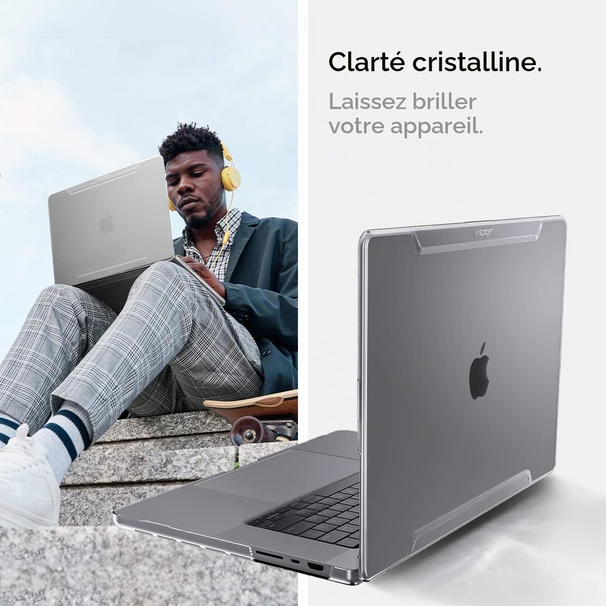Spigen Thin Fit Coque Compatible avec MacBook Pro 14 Pouces M5/Pro/Max (2026), M4/M3/M2/M1/Pro/Max (2025-2021) Étui Rigide Transparent de Protection - Transparent