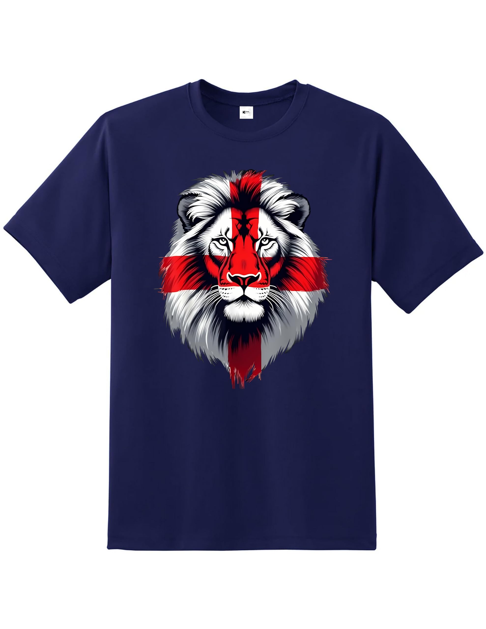 English St George Flag Lion Face T-Shirt | England National Pride Top St George’s Cross Graphic Tee | Patriotic Unisex Shirt for Men Women Kids Football Rugby Supporters Fan Apparel UK Navy