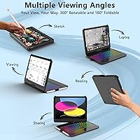 Vista 3 de Funda con teclado táctil para iPad A16 de 11ª generación 2025/10ª generación de 10.9 pulgadas 2022, giratoria de 360° para iPad de 11ª