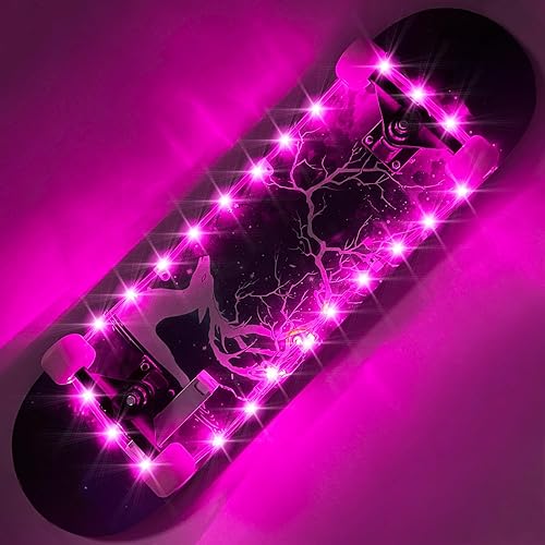 Versión de carga USB mejorada luz LED para patineta, luz de borde de patineta con control remoto, 16 cambios de color, libre de cambios de baterías,
