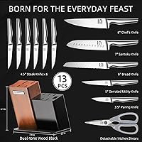 Vista 2 de 2026 Upgraded Knife Set, 13-Piece Japanese High-Carbon Stainless Steel Kitchen Knife Block Set with Ergonomic Handles, Razor-Sharp Blades for Home &