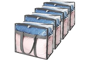 Fixwal Comforter Bag: 4 Pack Clear Clothes Storage Organizer