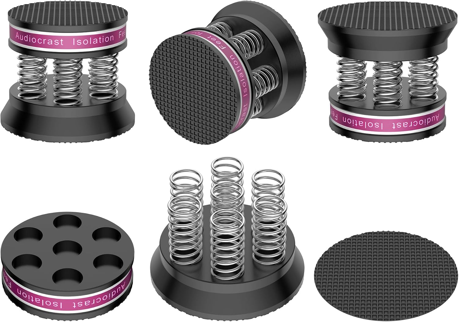 4px Spring Speaker Spike Pads, Isolation Stand Feet, Aluminum Non-Slip Speaker Floor Protectors, Sound Dampening Anti Vibration Speaker Base Pad for HiFi Amplifier/DAC/Turntable/Player