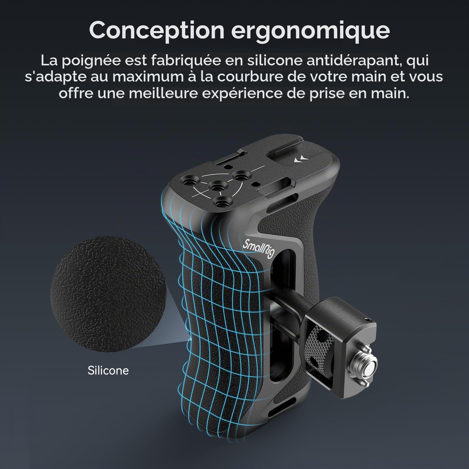SMALLRIG Poignée Latérale avec Vis de Positionnement (2 en 1), Réglable Haut/Bas de 36mm, Universelle Gauche/Droite, Poignée Ergonomique pour Cages de Caméra et L Bracket - 4346