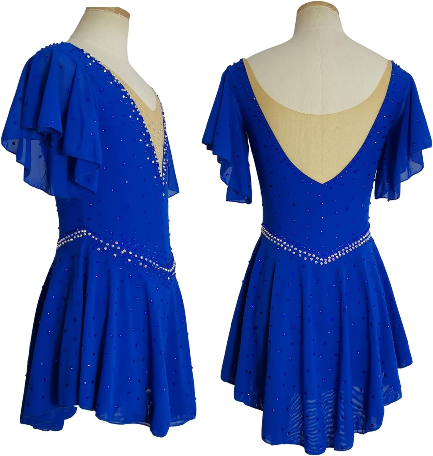 LIUHUO Ice Figure Skating Dress Girls Long Sleeves Competition Perform Women Hand Diamond Elastic Comfortable Breathable