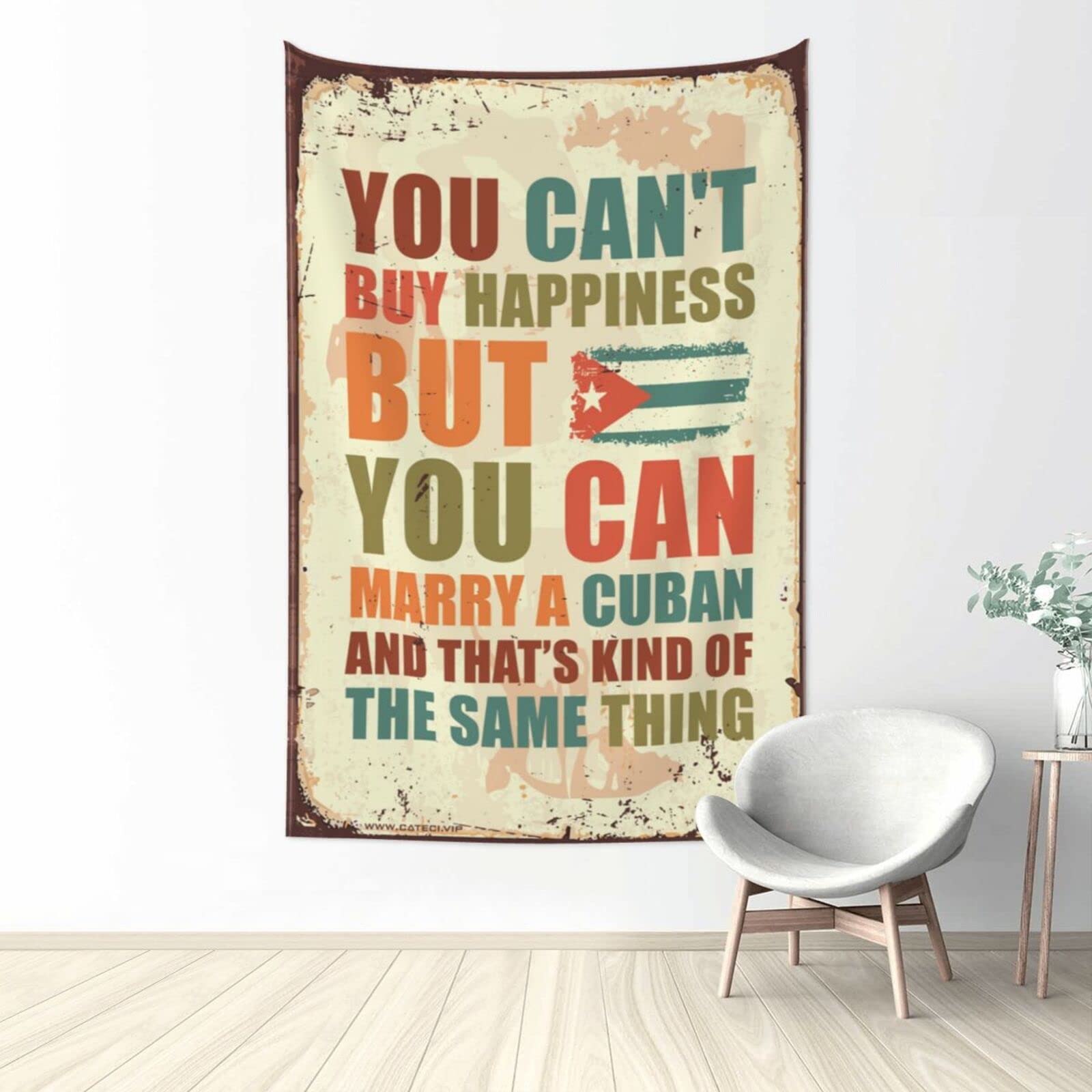 Dsocuiubos Outdoor Bar Decor You Can't Buy Happiness But You Can Marry A Cuban Tapestry Men Cave Decor Beer Decorations for Man Cave (Size : 75X100CM)