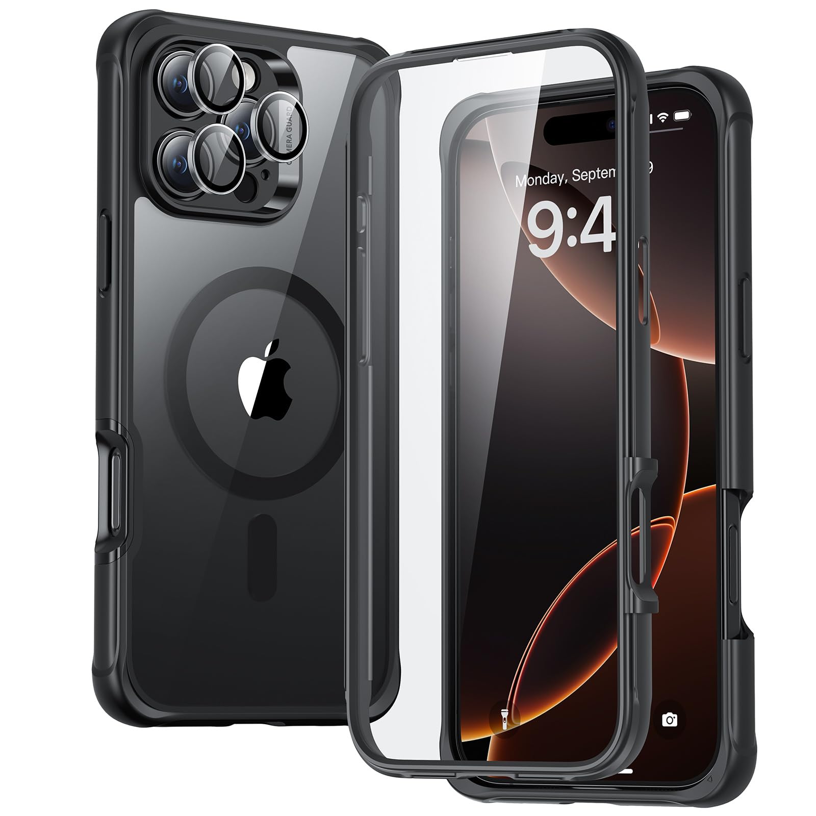 ESR for iPhone 16 Pro Max Case, Compatible with MagSafe, TPU, Full-Body Military-Grade Case for iPhone 16 Pro Max with Built-in 9H+ Tempered Glass Screen Protector, Clear Black (B0D7ZVHPZH) Amazon Price History, Amazon Price Tracker