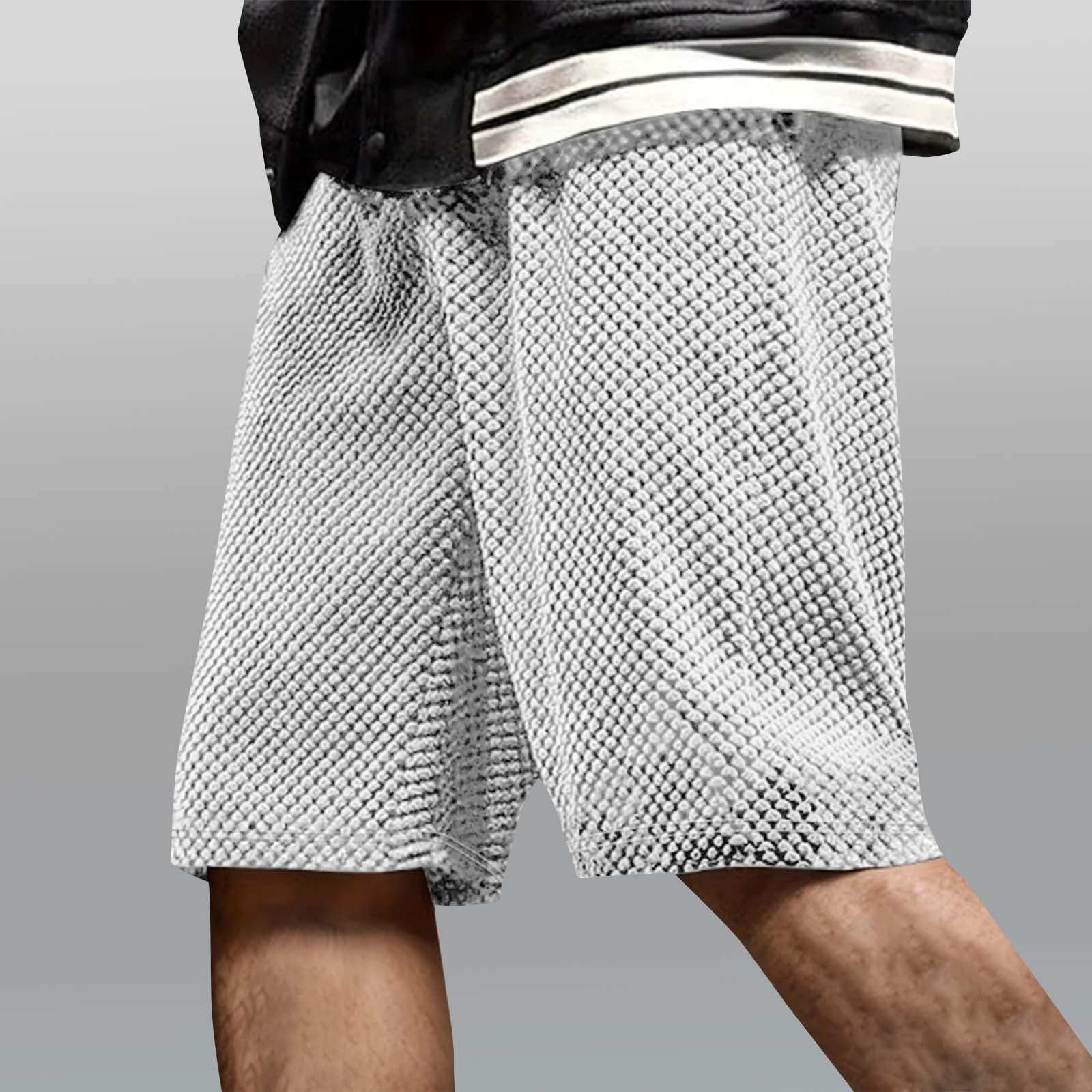 Pantaloncini sportivi da uomo, taglie forti, con coulisse, elasticizzati