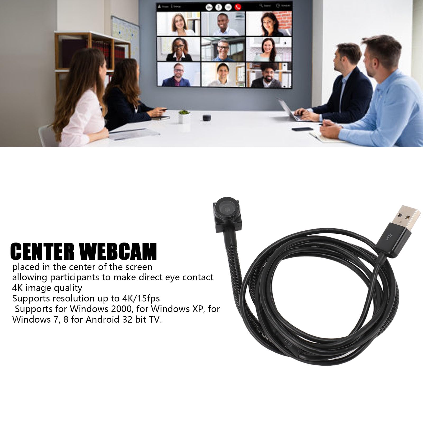 Kamera Internetowa USB na środku, Kamera Internetowa 4K HD na środku Kamera Internetowa na środkowym Ekranie, Automatyczne Ustawianie Ostrości, Kąt Widzenia 120 Stopni Kamera