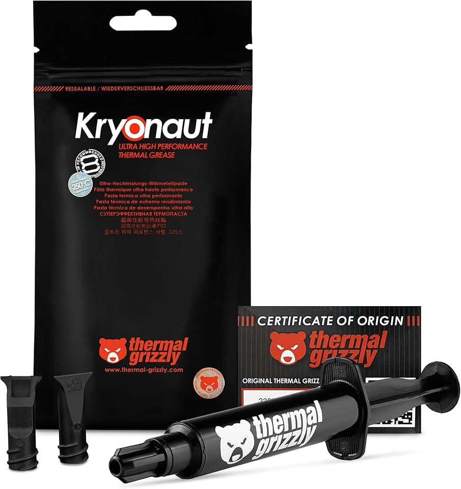 Thermal Grizzly Kryonaut - 11,1 gramas/3 ml - Pasta térmica de alto desempenho - para aplicações exigentes e overclocking CPU/GPU/PS4/PS5/Xbox