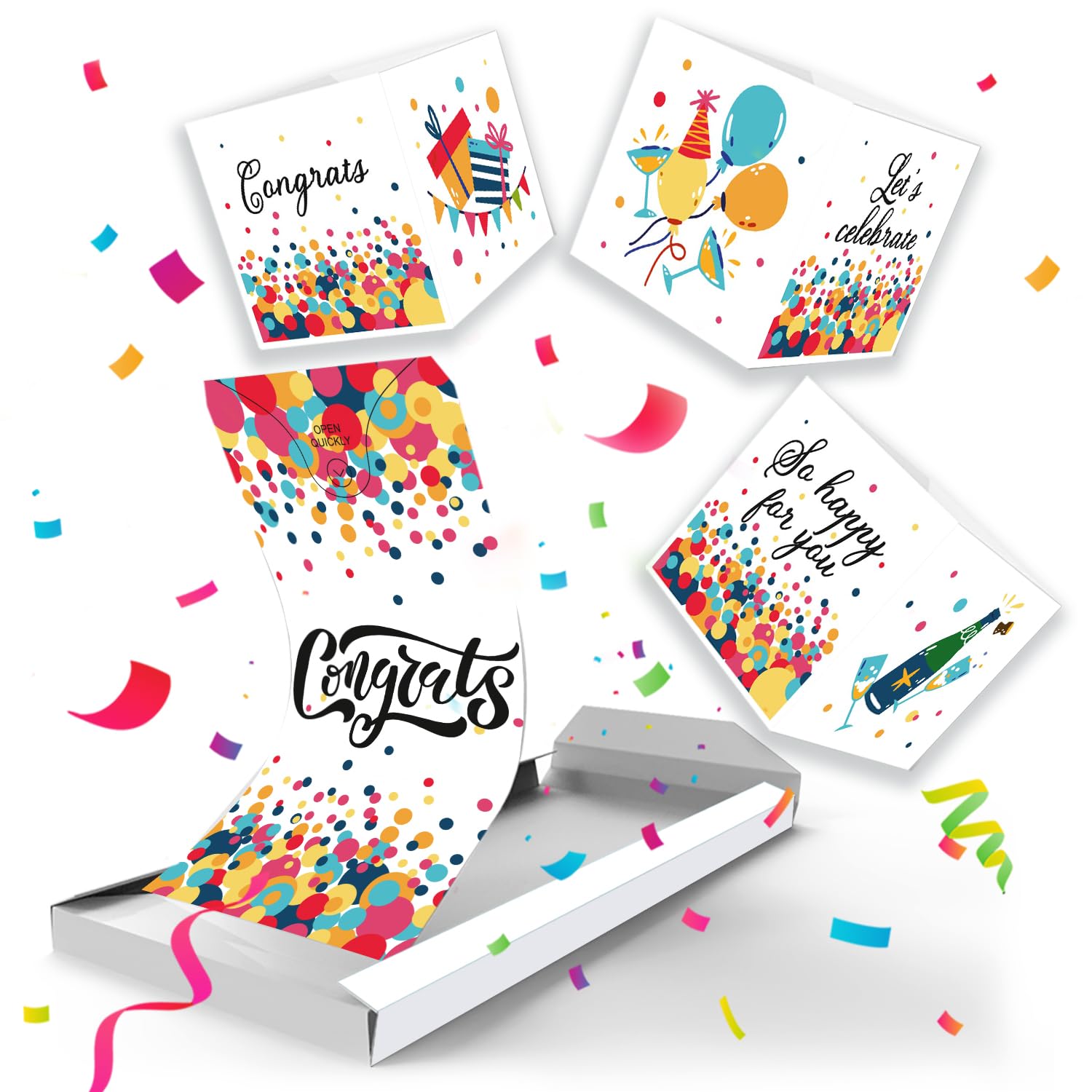 Notta&Belle FEEL LOVE EVERY MINUTE «BOOM» Congratulations Card – 3 Cube Confetti Pop-Up, Funny Surprise Gift for Graduation, Job, Wedding or Birthday, Any Occasion